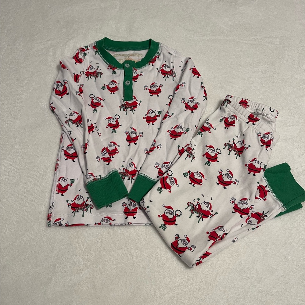 The Beaufort Bonnet Company Santa Print Kids Pajamas - Red and Green